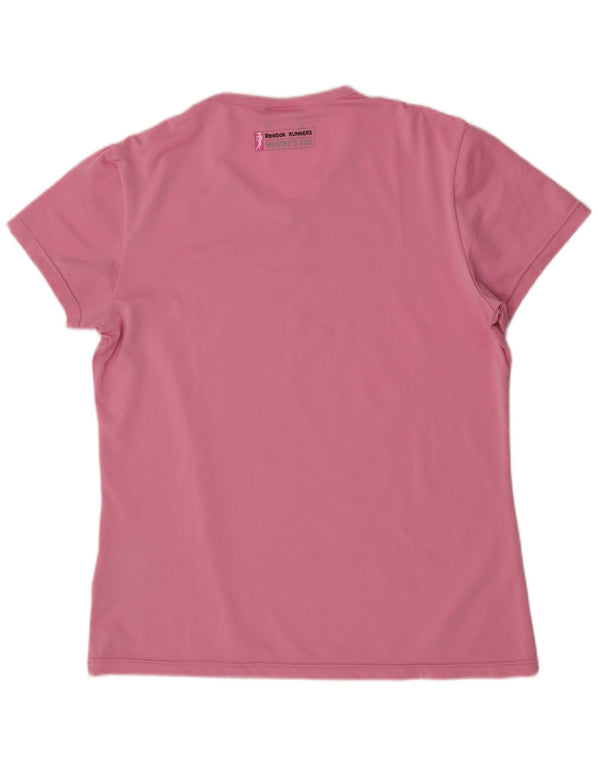 Camiseta feminina Reebok manga curta com estampa gráfica UK 14 médio rosa poliéster