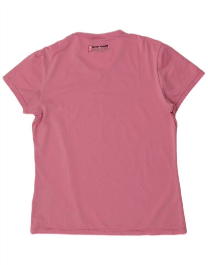 Camiseta feminina Reebok manga curta com estampa gráfica UK 14 médio rosa poliéster