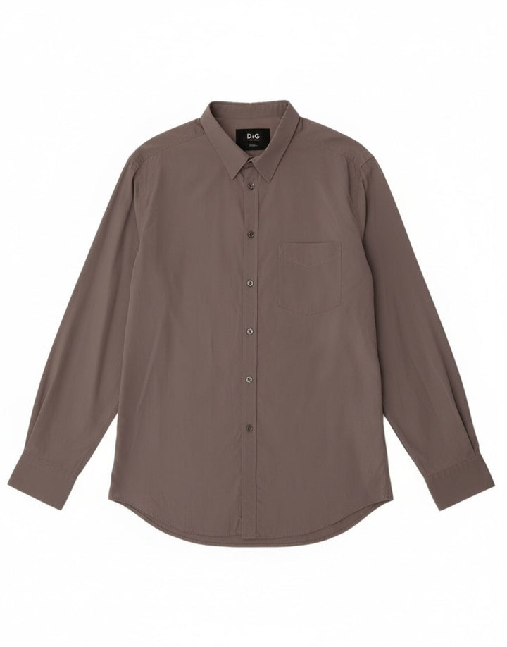 Camisa Slim Masculina Dolce & Gabbana IT 52 Grande Algodão Cinza