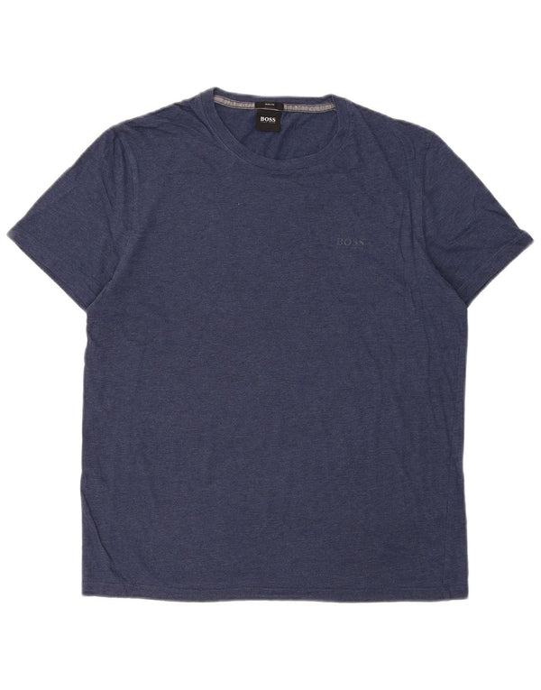Camiseta masculina Hugo Boss Slim Fit Top Médio Algodão Azul Marinho