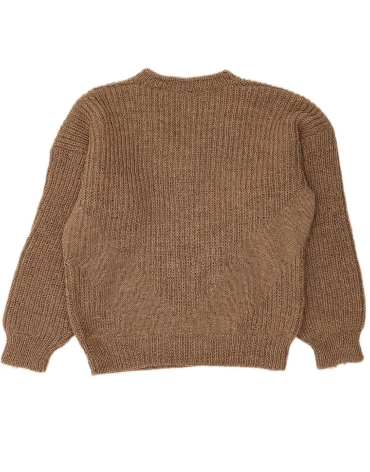 Suéter masculino VINTAGE com decote em V marrom médio