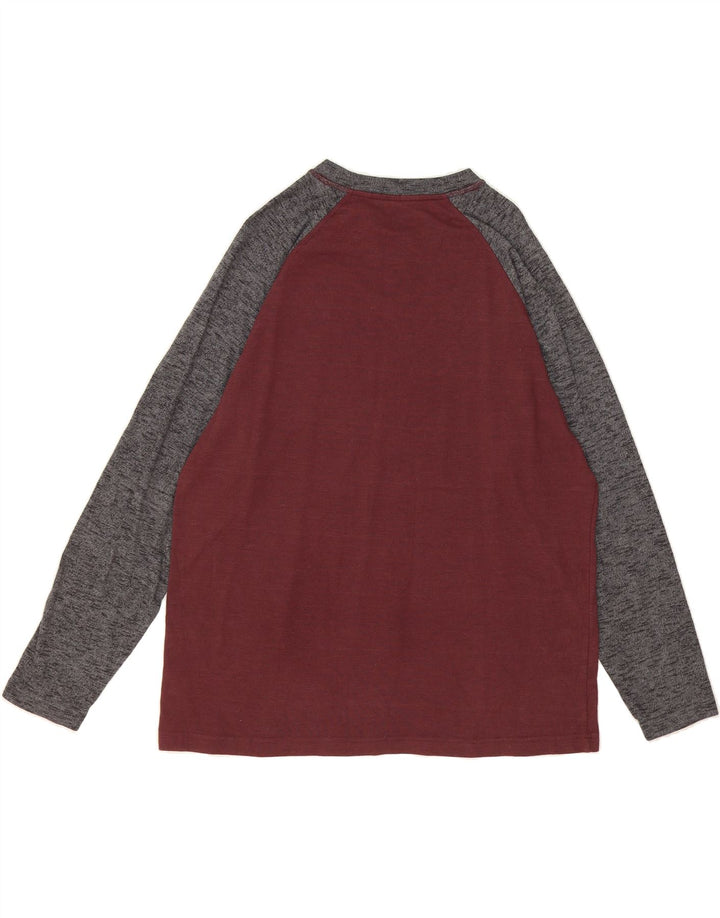 EDDIE BAUER Mens Top Long Sleeve XL Burgundy Colourblock Cotton Vintage Eddie Bauer and Second-Hand Eddie Bauer from Messina Hembry 