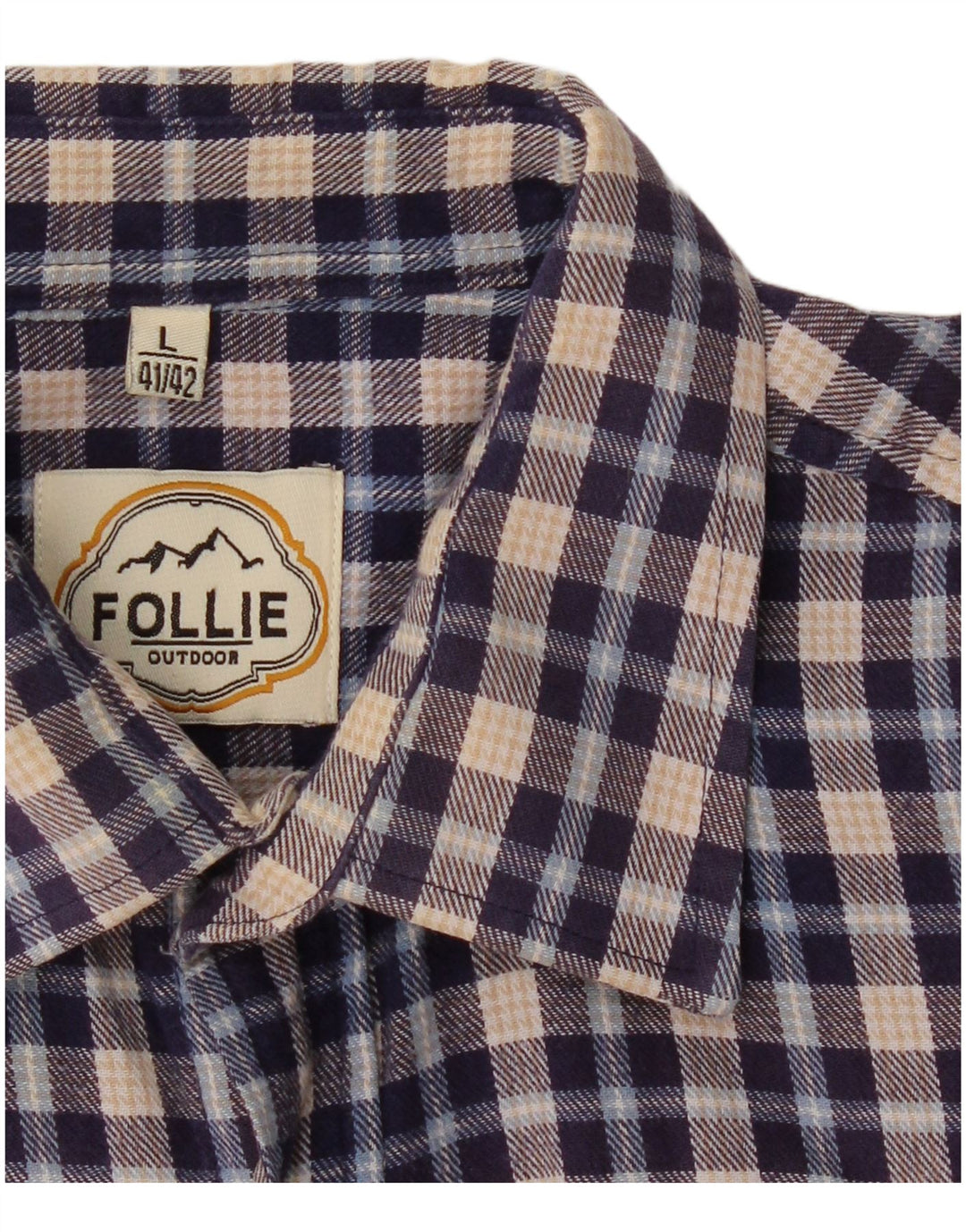 Camisa masculina de flanela FOLLIE tamanho 41/42 grande xadrez azul