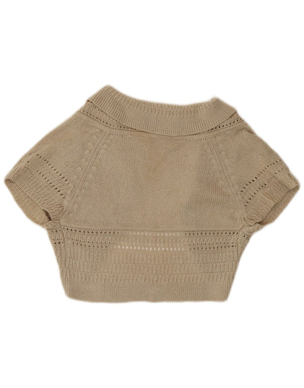 Suéter cardigan bolero feminino de manga curta Zara Reino Unido 12 acrílico bege médio