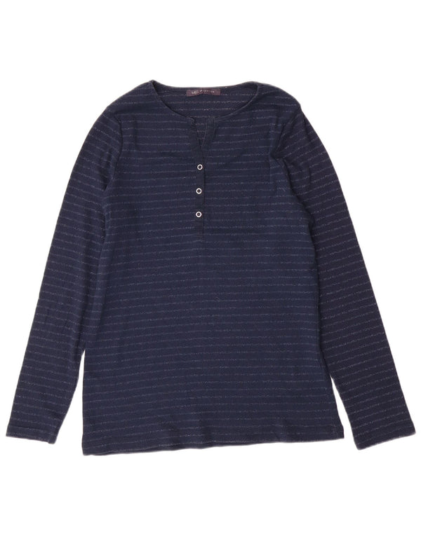 Top feminino MARKS & SPENCER manga comprida UK 14 grande listrado azul marinho