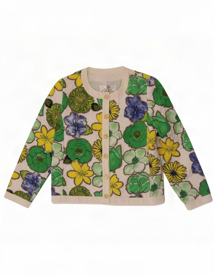 Jaqueta blazer feminina vintage de 6 botões IT 42 floral multicolorido médio
