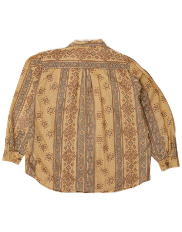 Camisa masculina VINTAGE tamanho 15 1/2 16 39/40 algodão geométrico bege médio