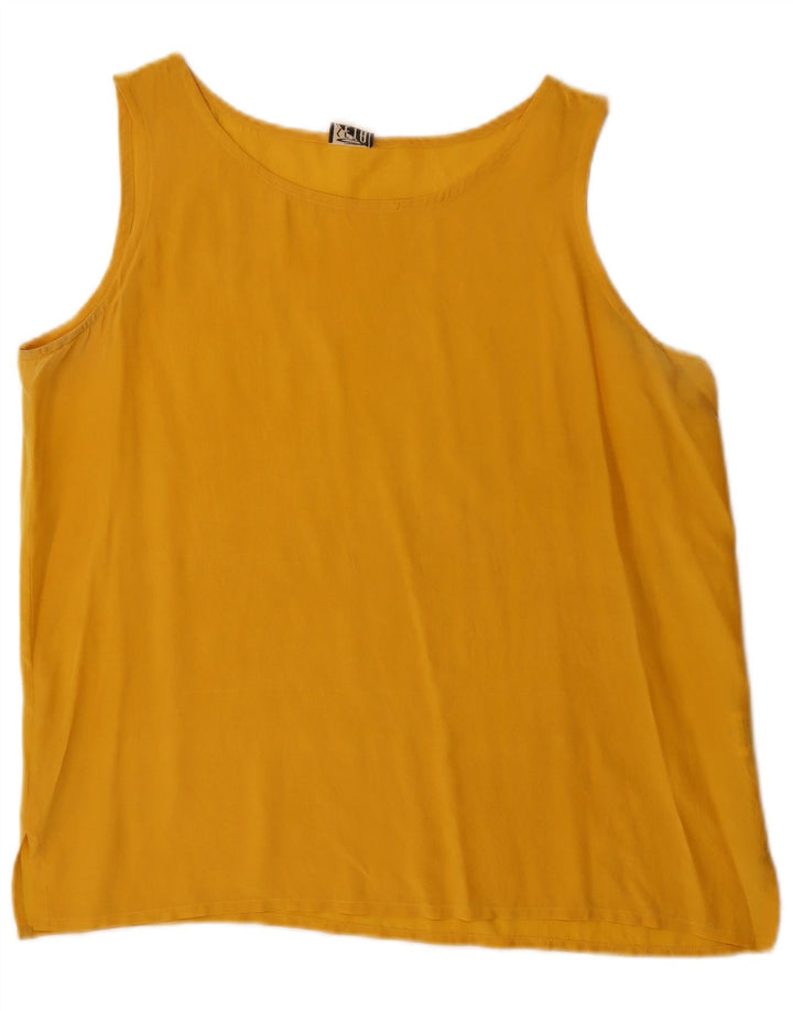 Blusa feminina vintage sem mangas Top IT 48 XL seda amarela