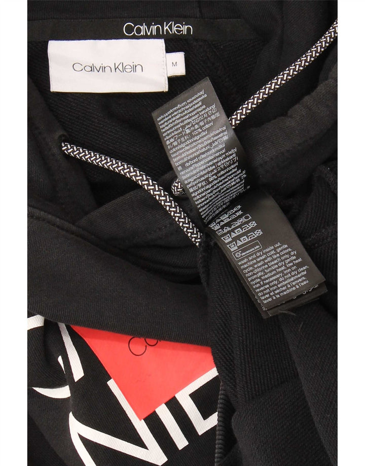 Calvin Klein moletom com capuz gráfico masculino médio algodão preto