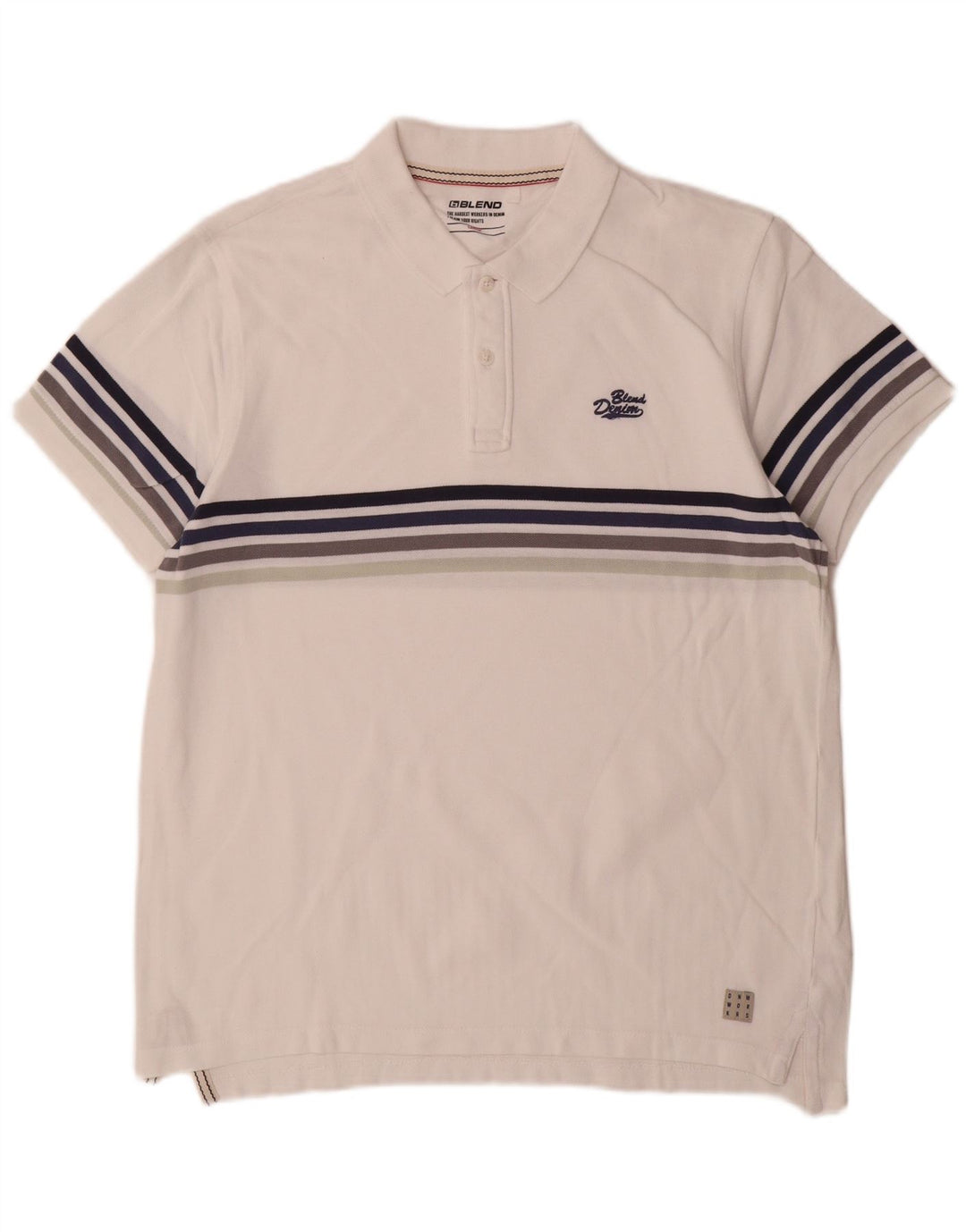Camisa polo masculina Blend grande algodão listrado branco