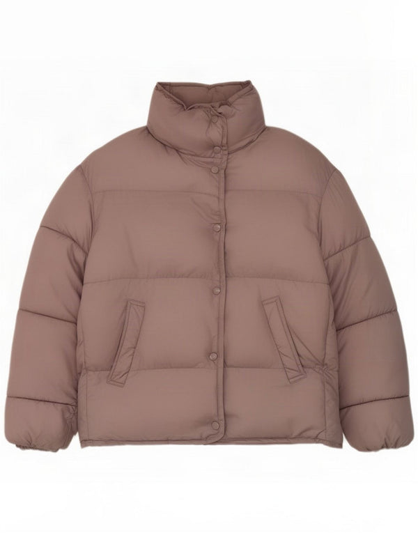 Jaqueta acolchoada feminina grande Zara UK 6 XS poliéster rosa
