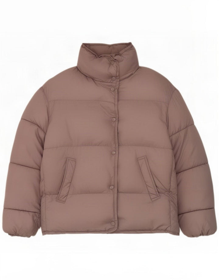 Jaqueta acolchoada feminina grande Zara UK 6 XS poliéster rosa