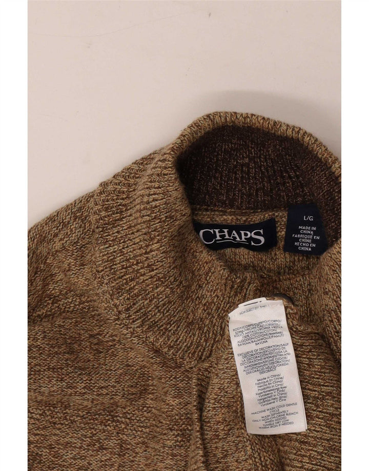 Suéter masculino Chaps com gola com botão e algodão marrom grande