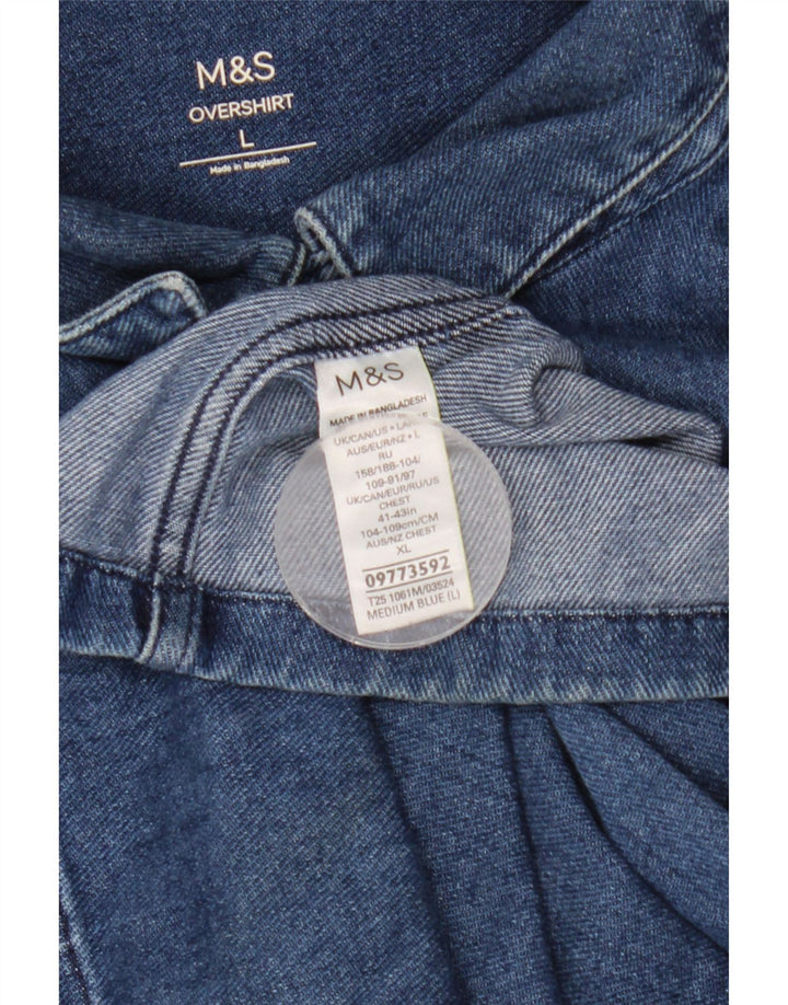 Camisa jeans masculina Marks & Spencer grande azul algodão clássico