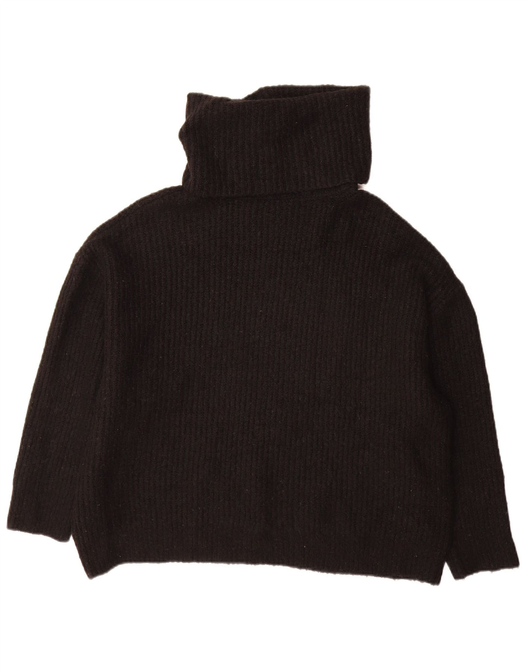 Zara Suéter feminino oversized com gola redonda Reino Unido 10 pequeno acrílico preto