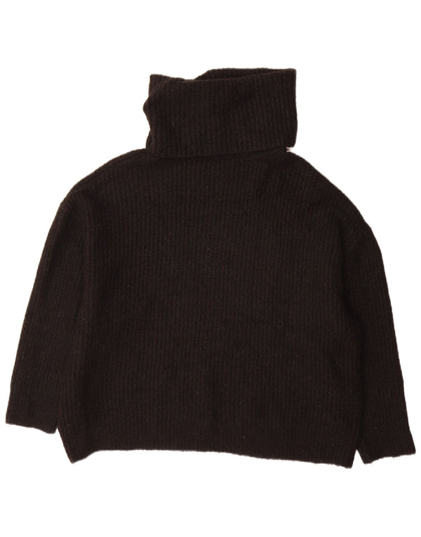 Zara Suéter feminino oversized com gola redonda Reino Unido 10 pequeno acrílico preto