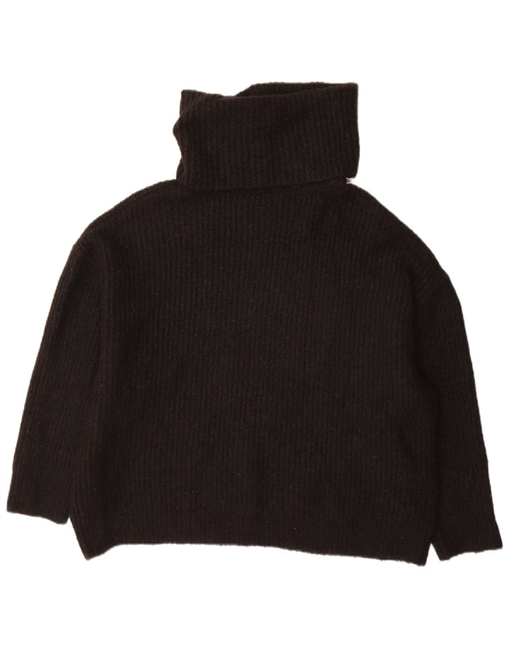 Zara Suéter feminino oversized com gola redonda Reino Unido 10 pequeno acrílico preto