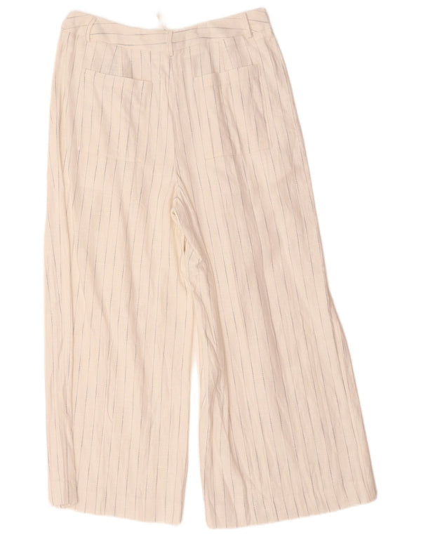 Calça feminina cortada de cintura alta Marks & Spencer UK 12 médio W32 L25 Whi