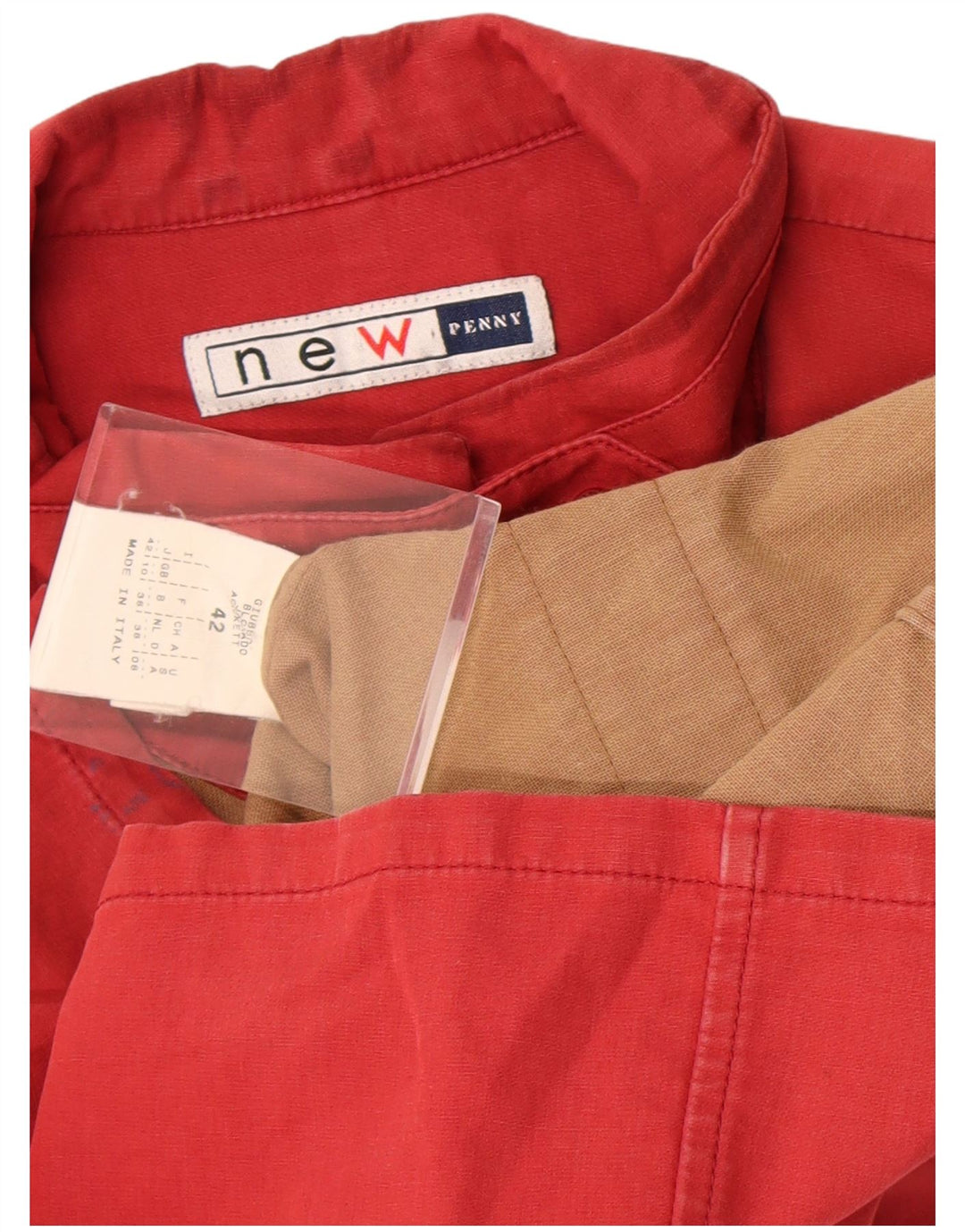 Nova jaqueta utilitária feminina Penny UK 10 pequena de algodão vermelho