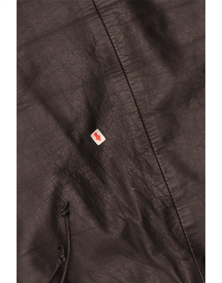 Saia de couro feminina VINTAGE EU 34 XS W24 couro preto