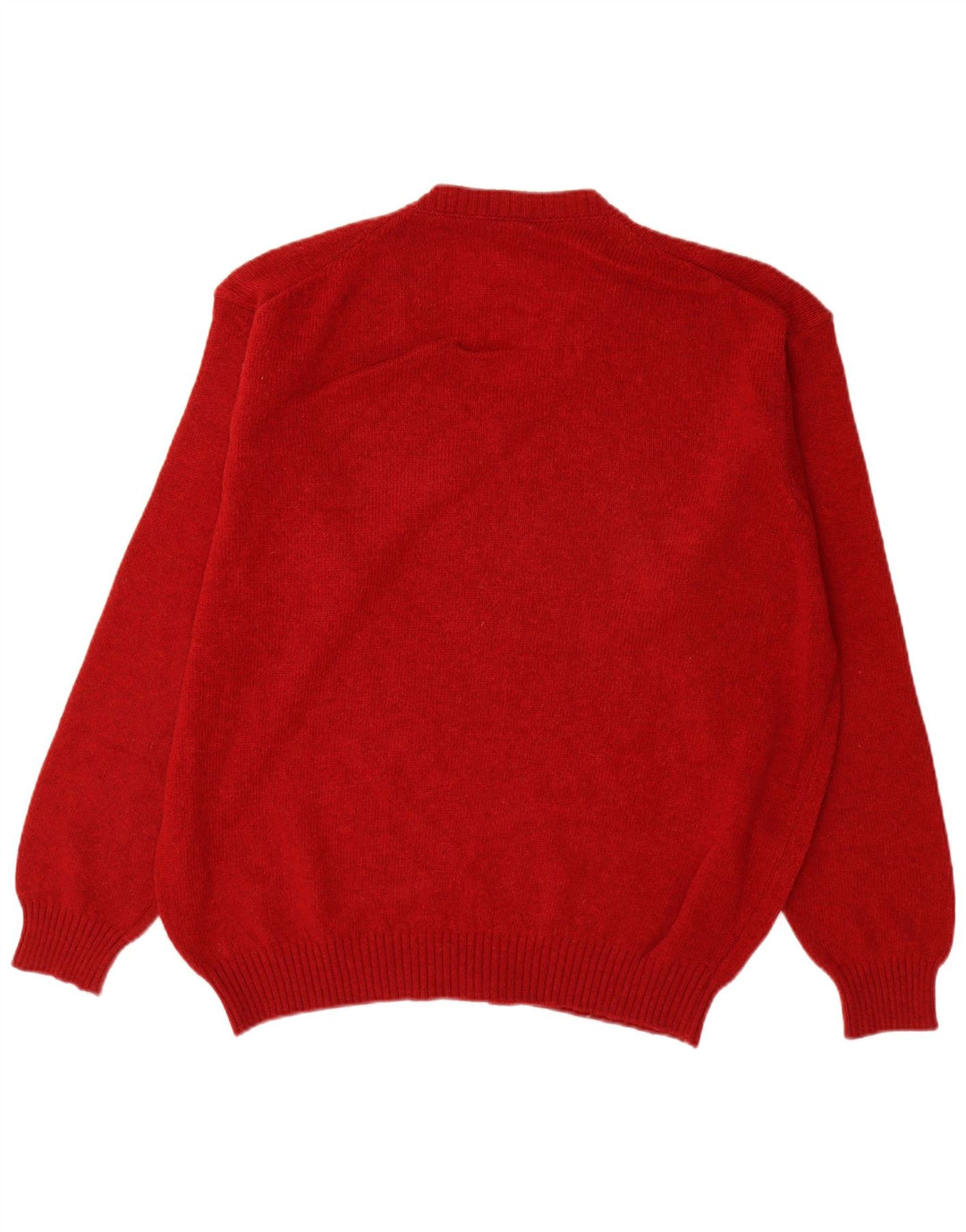 Suéter masculino Benetton com decote em V, grande, vermelho, lã nova