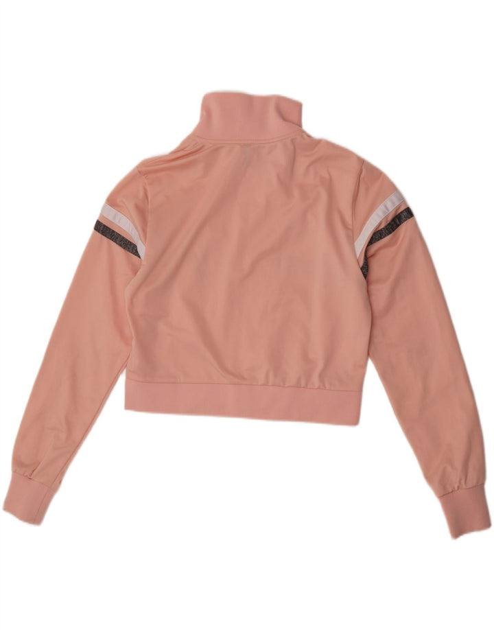 Ellesse Womens Crop Tracksuit Top Jacket UK 10 Small Pink Striped Poliéster
