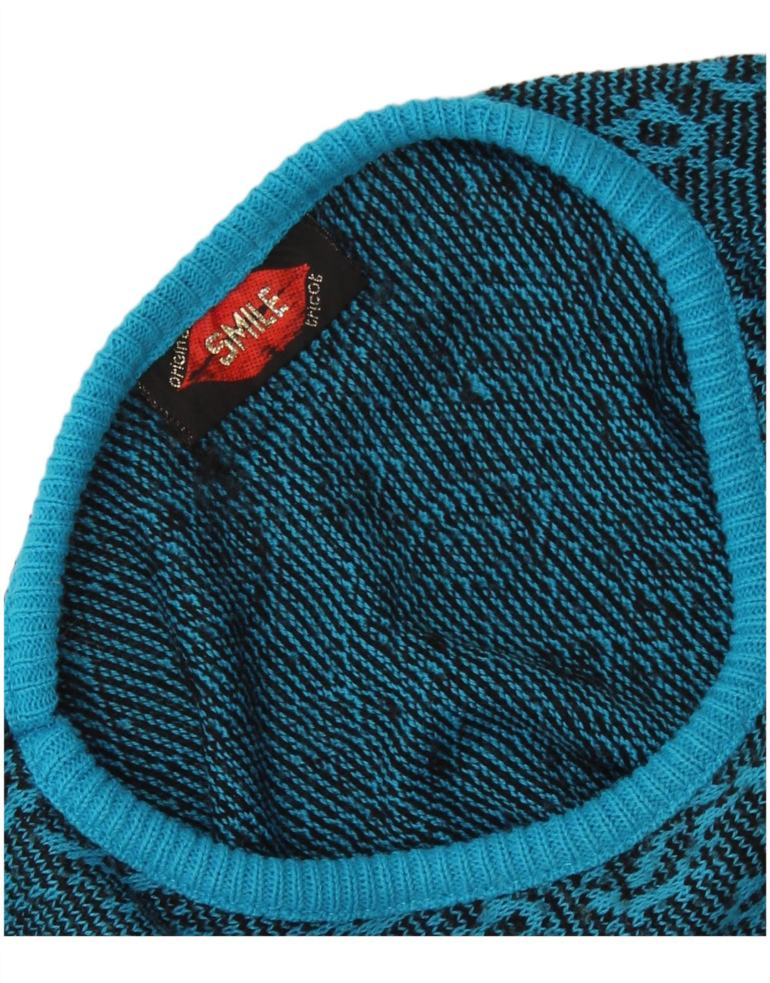 Suéter feminino VINTAGE com gola canoa Reino Unido 16 grande azul Paisley