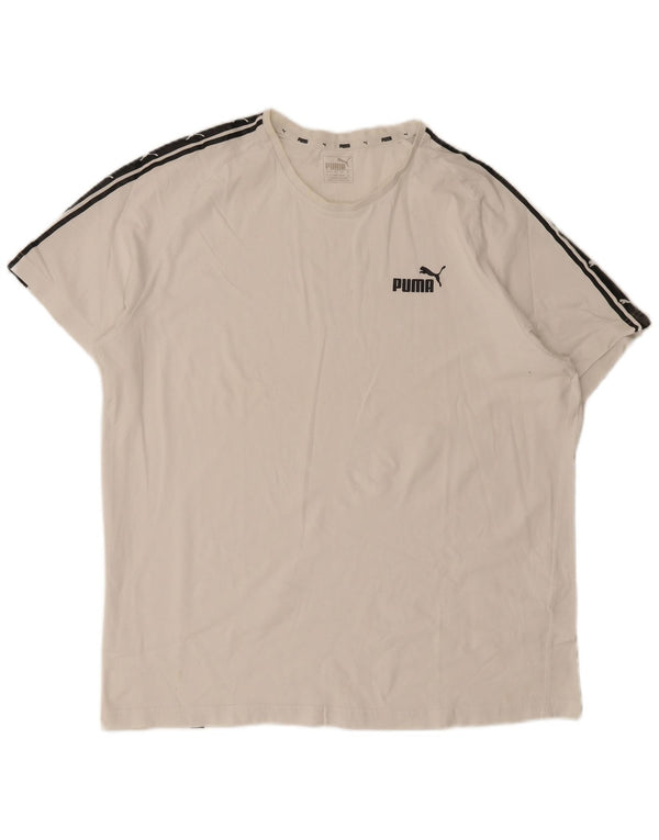 Camiseta gráfica masculina Puma Top 2XL algodão colorblock branco