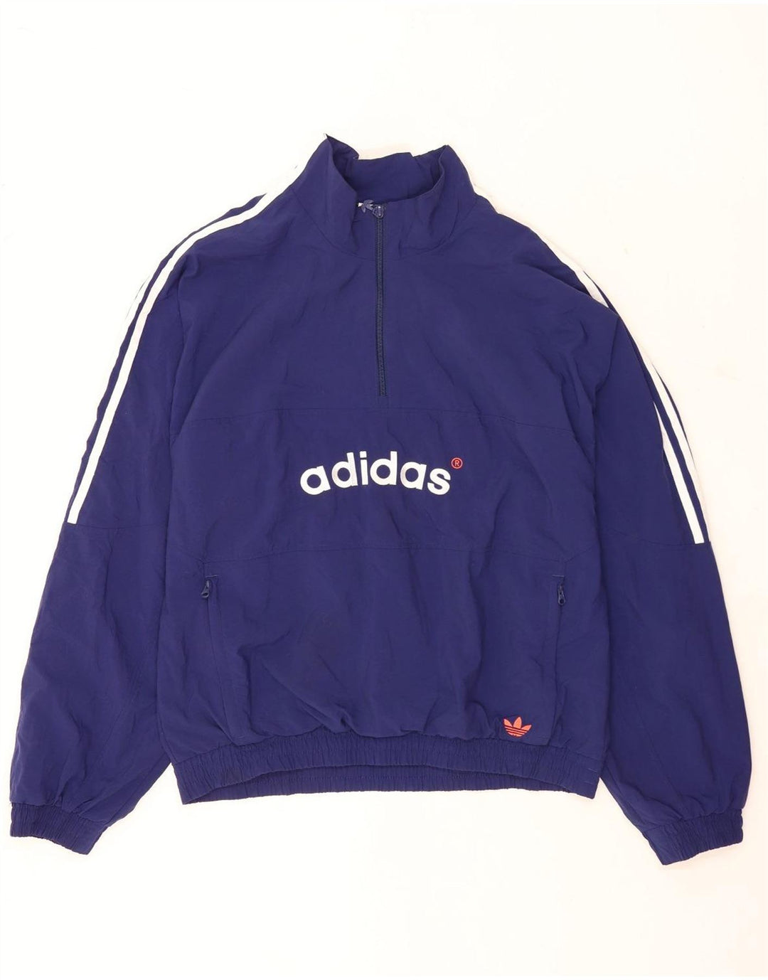 Adidas masculino solto ajuste gráfico zip pescoço pulôver treino topo azul médio