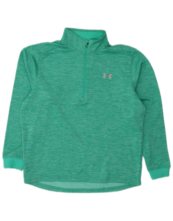 Suéter masculino Under Armour com zíper e gola grande turquesa salpicado