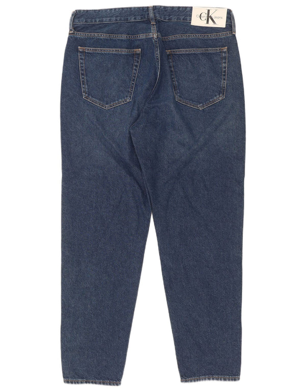 Calvin Klein Masculino Regular Tapered Jeans W33 L30 Azul Algodão
