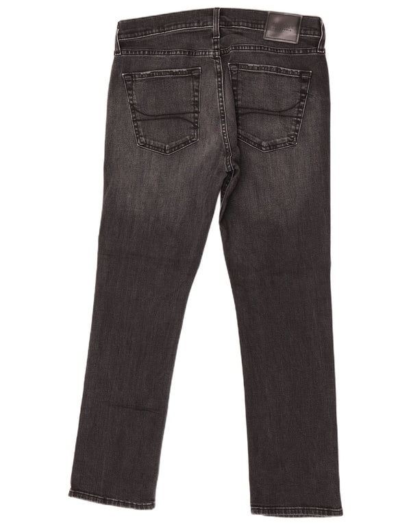 Hollister Mens Slim Straight Jeans W32 L30 Algodão Cinza