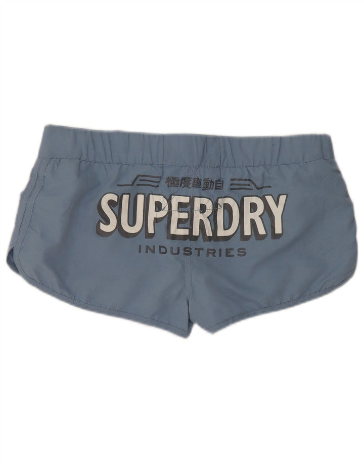 Shorts de natação feminino Superdry UK 16 grande azul poliéster