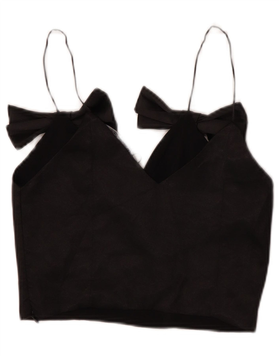 Zara Womens Crop Cami Top UK 4 XS Poliéster Preto