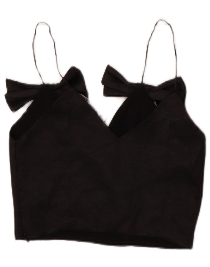 Zara Womens Crop Cami Top UK 4 XS Poliéster Preto