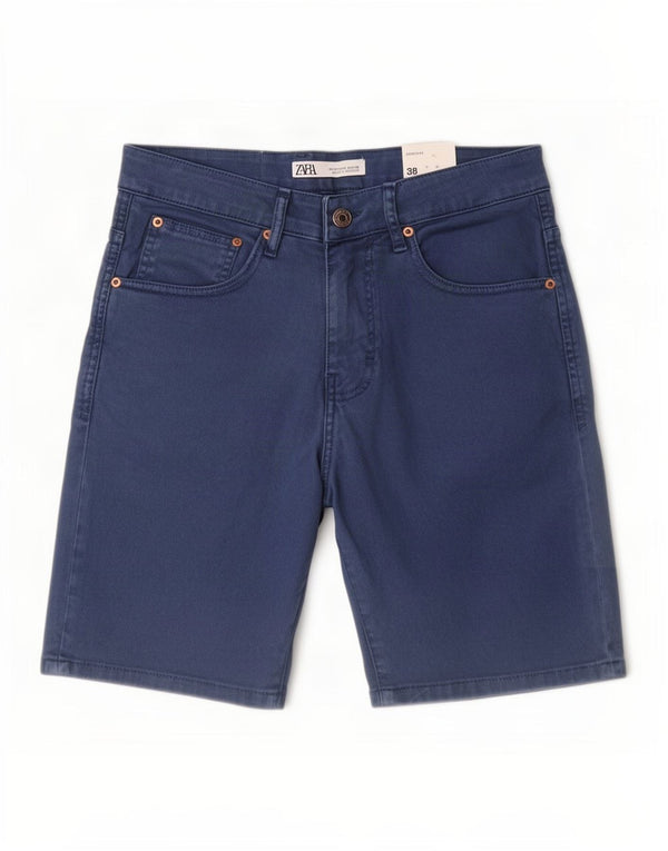Zara Mens Casual Shorts EU 38 Pequeno W30 Azul Algodão