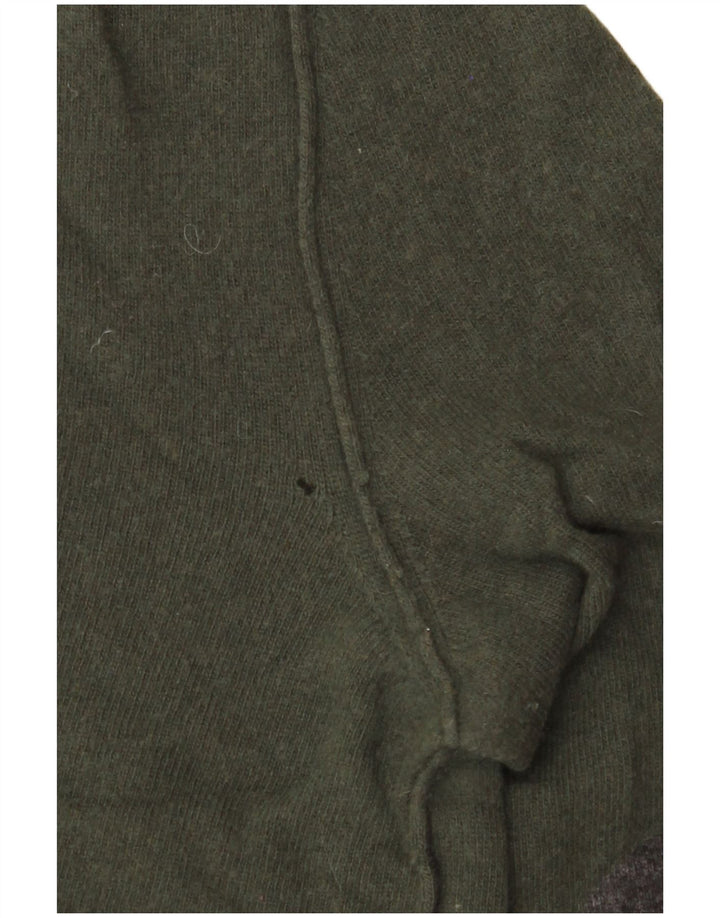 Suéter feminino WOOLRICH com gola redonda Reino Unido 14 lã cáqui média