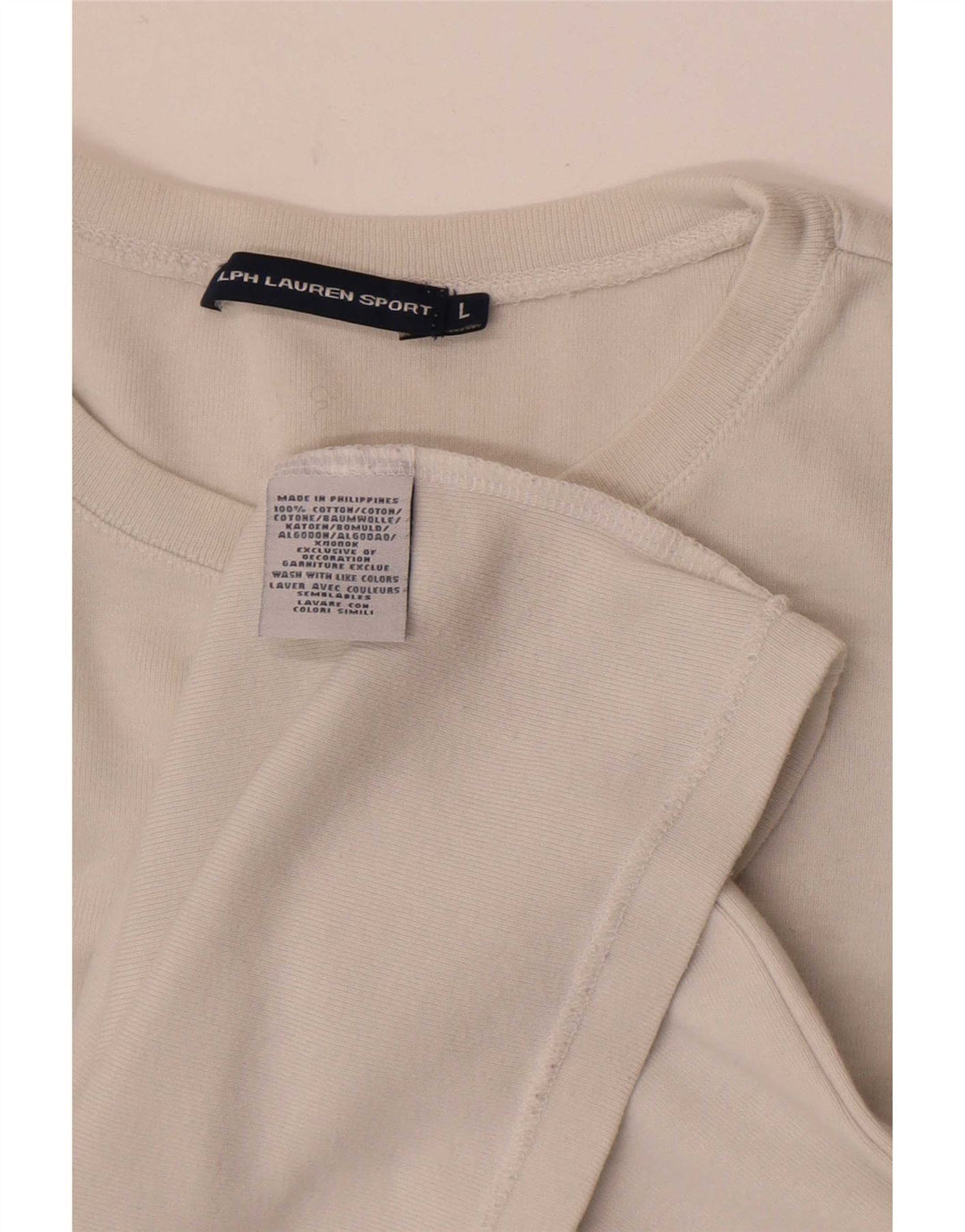 Ralph Lauren Top feminino manga comprida Reino Unido 14 grande algodão branco