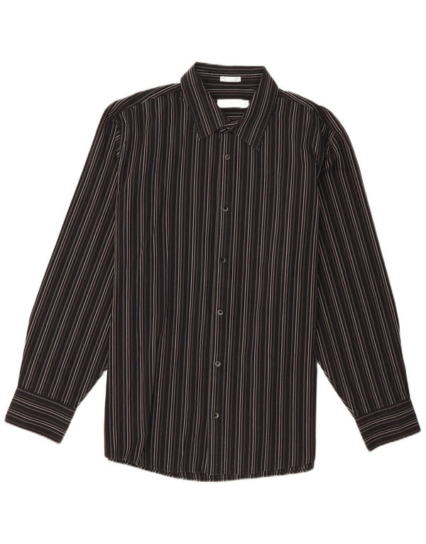 Camisa masculina Calvin Klein XL listrada preta de algodão
