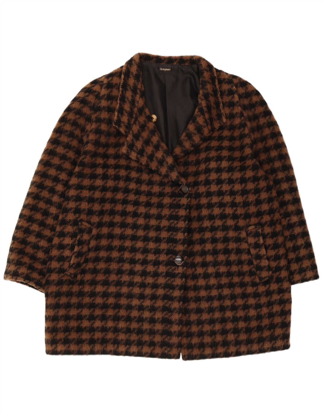 ELENA MIRO Sobretudo feminino oversized IT 43 médio marrom houndstooth retrô