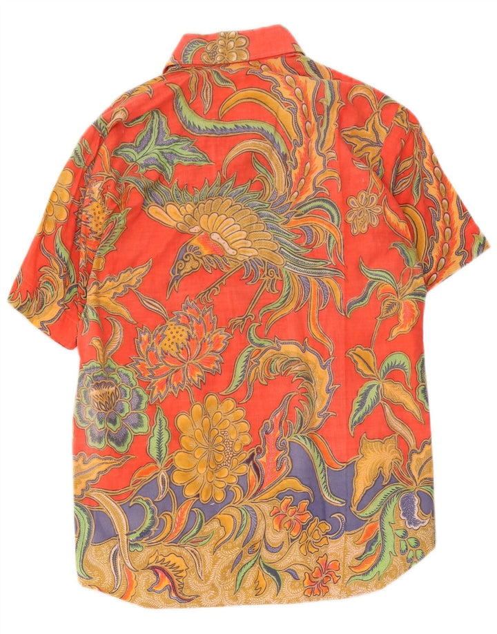 Camisa masculina vintage manga curta média floral multicolorida