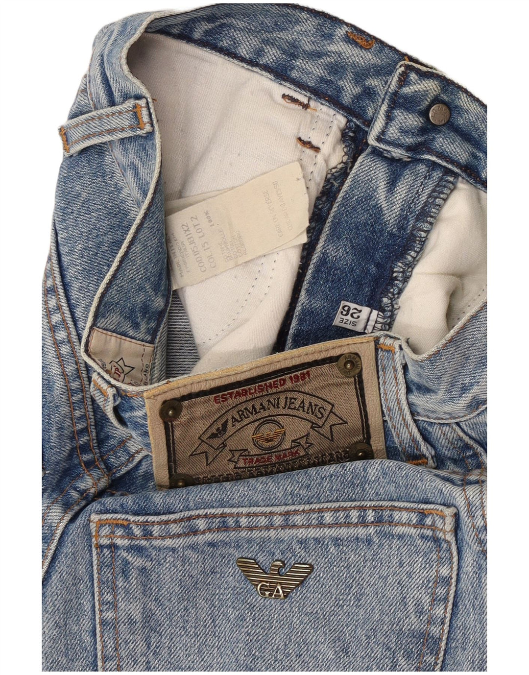 Calça jeans feminina Armani W26 L27 azul algodão