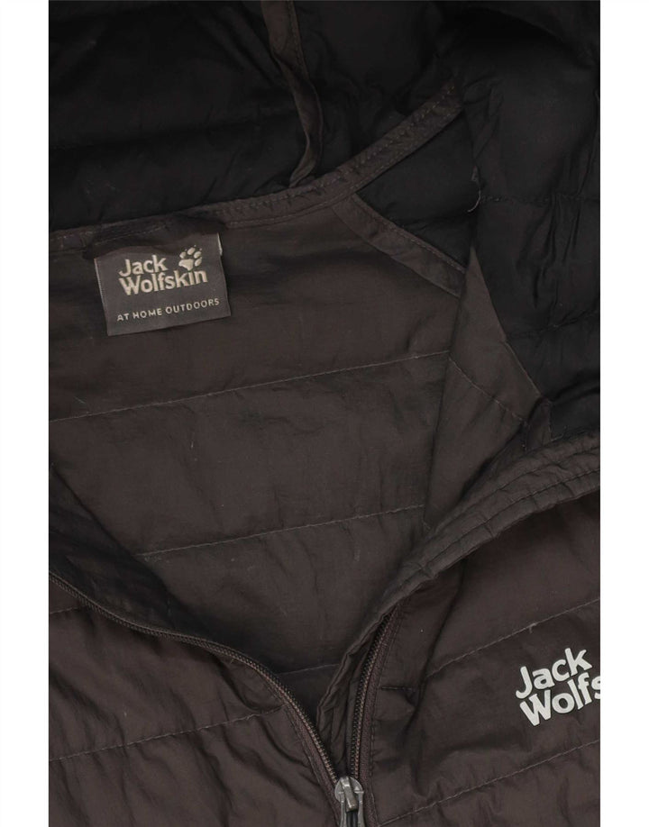 Jaqueta masculina acolchoada com capuz Jack Wolfskin Reino Unido 40 grande bloco colorido cinza