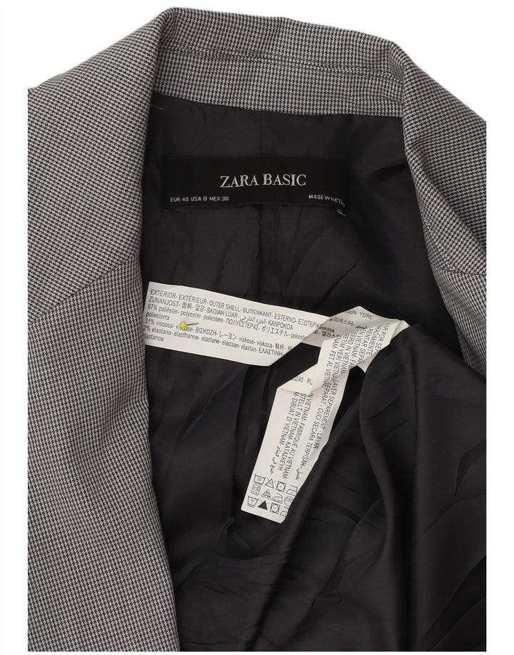 Jaqueta blazer feminina Zara com 1 botão EU 40 cinza médio houndstooth poliéster