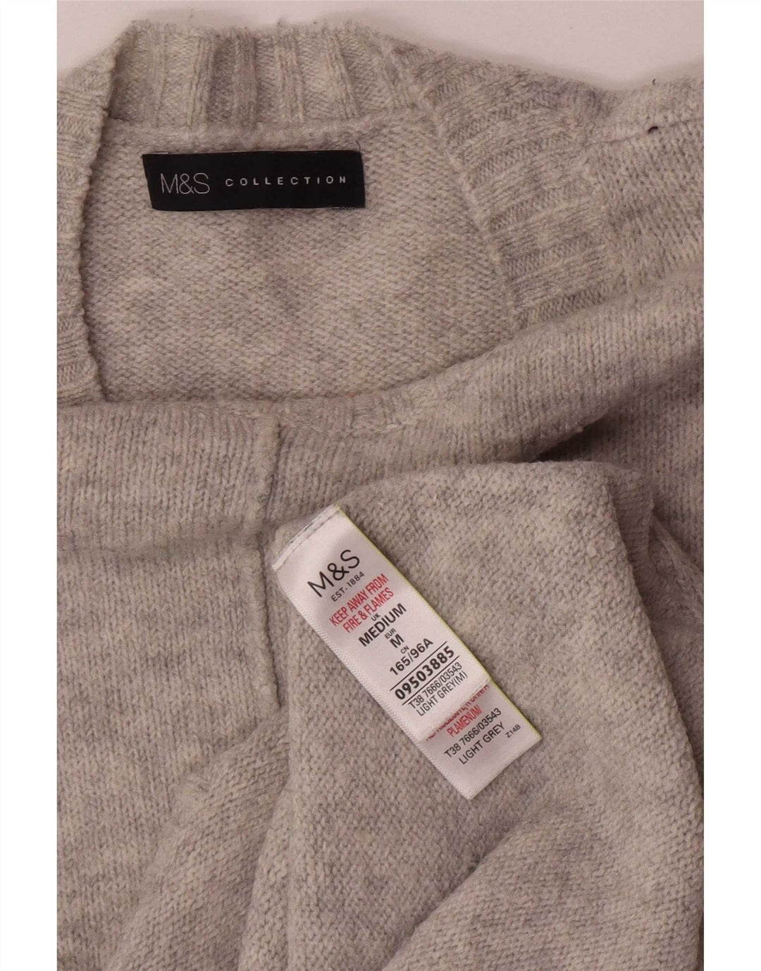 Suéter feminino Marks & Spencer com gola redonda Reino Unido 14 cinza médio acrílico