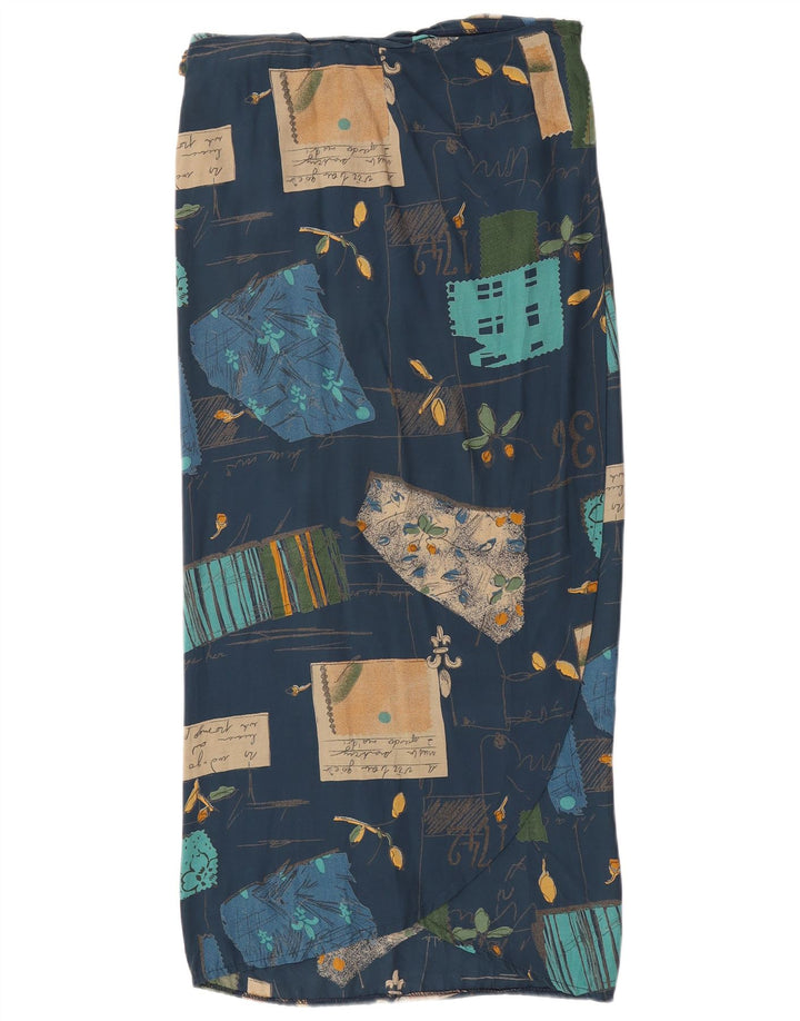 Saia feminina vintage W30 patchwork azul marinho médio
