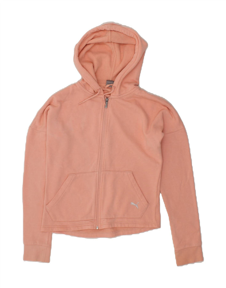 PUMA Womens Zip Hoodie Sweater UK 6 XS Pink Cotton Vintage Puma and Second-Hand Puma from Messina Hembry 