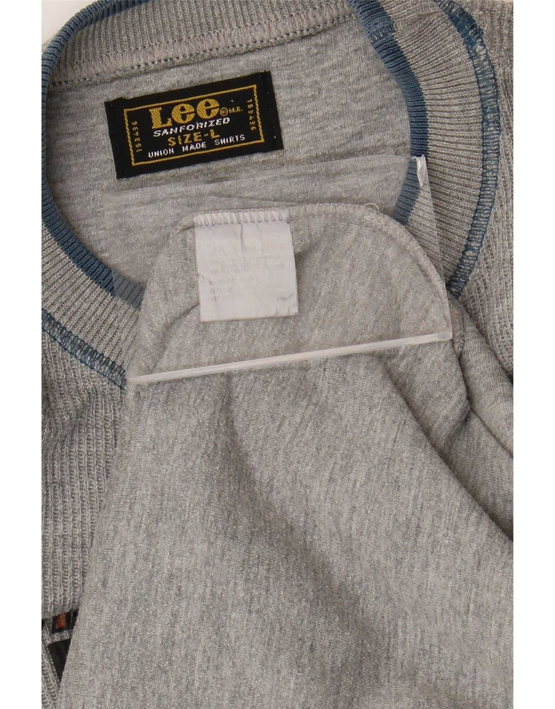Lee Mens Graphic Top Manga Longa Grande Algodão Colorblock Cinza
