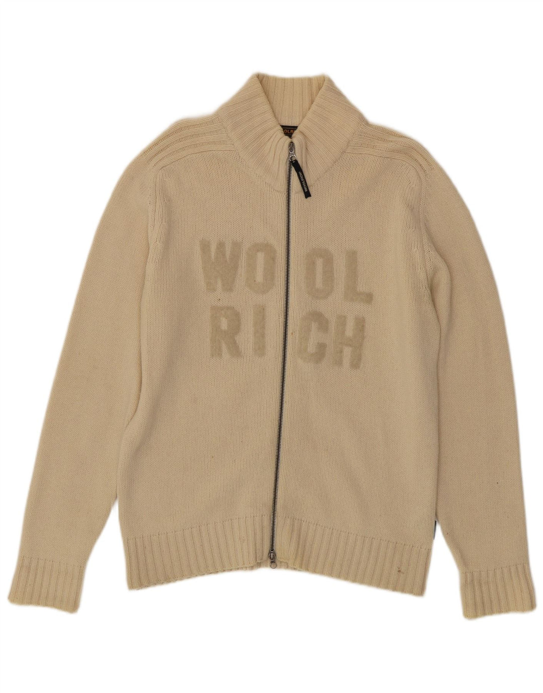 Suéter masculino Woolrich com estampa gráfica de lã bege médio