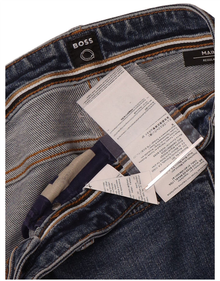 Hugo Boss Masculino Regular Straight Jeans W33 L28 Azul Algodão